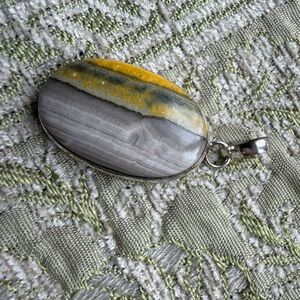 Bumblebee Jasper Sterling Silver Pendant – Yellow, Grey & Charcoal Bands